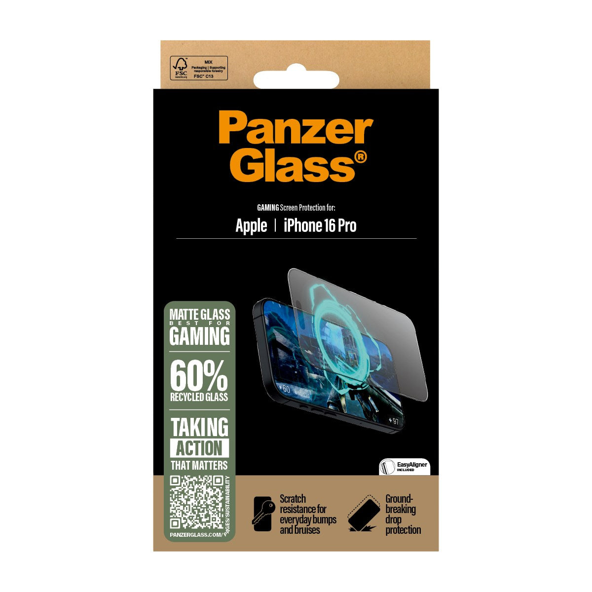 PanzerGlass® Gaming Screen Protector iPhone 16 Pro | Ultra-Wide Fit